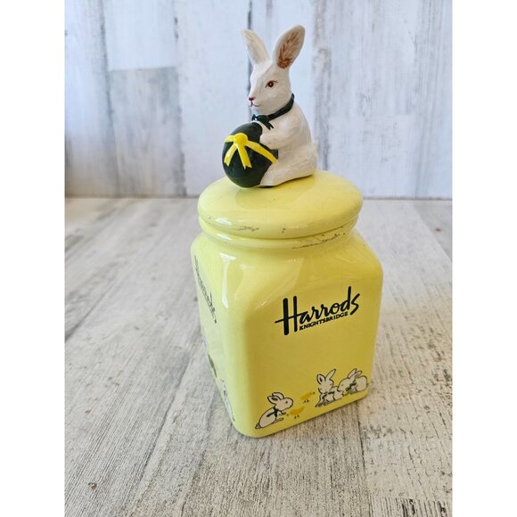 Harrods Easter canister bunny rabbit spring yellow Knightsbridge vintage unique - Picture 2 of 9